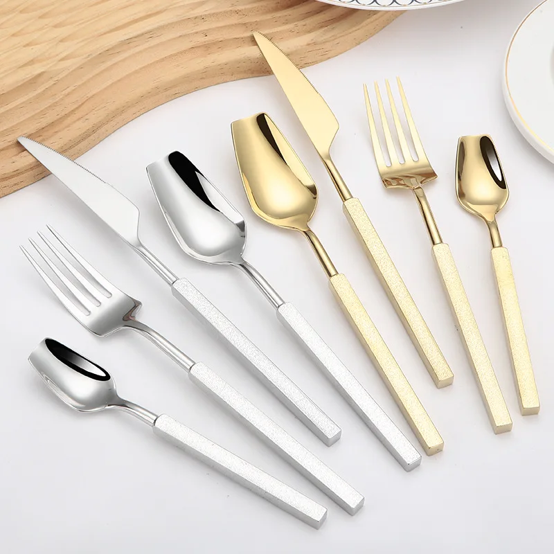 Gold Plated Cutlery - 4-teiliges Luxus-Besteckset Westliches Edelstahl-Besteck Vergoldet Tafelbesteck