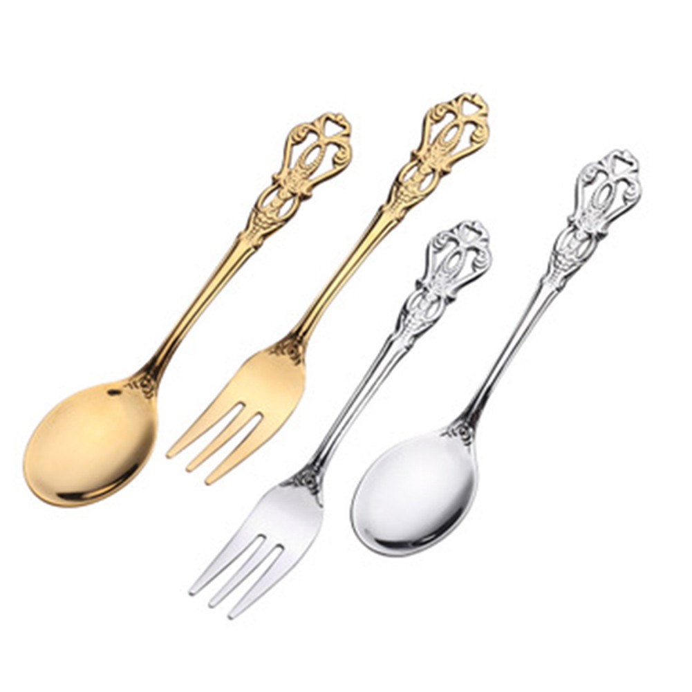 Gold Plated Cutlery - 1 Paar Vintage Gold Besteckset aus