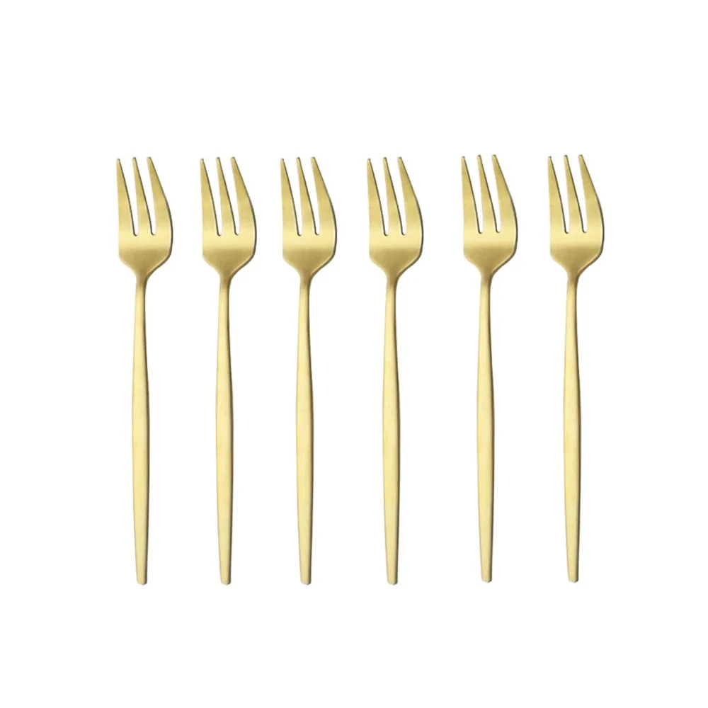 Gold Plated Cutlery - 6Pcs Edelstahl Matte Kuchen Obst Gabeln
