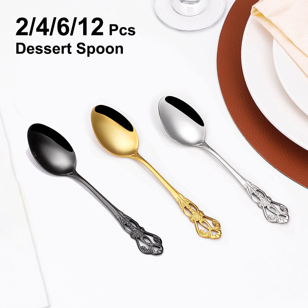 Gold Plated Cutlery - 2/4/6/12 stücke Gold Dessert löffel Edelstahl