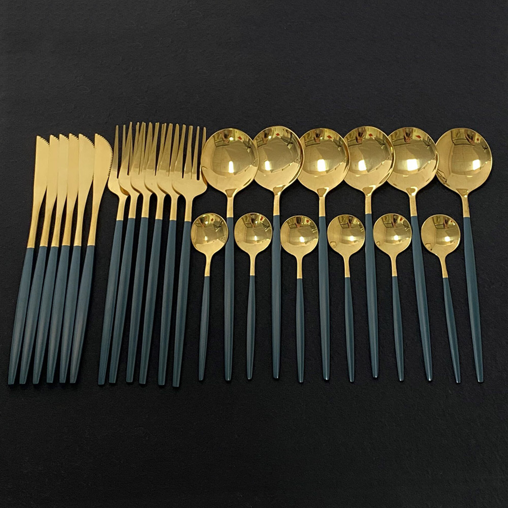 Gold Plated Cutlery - 24Pcs Bunte Geschirr Set Edelstahl Besteck
