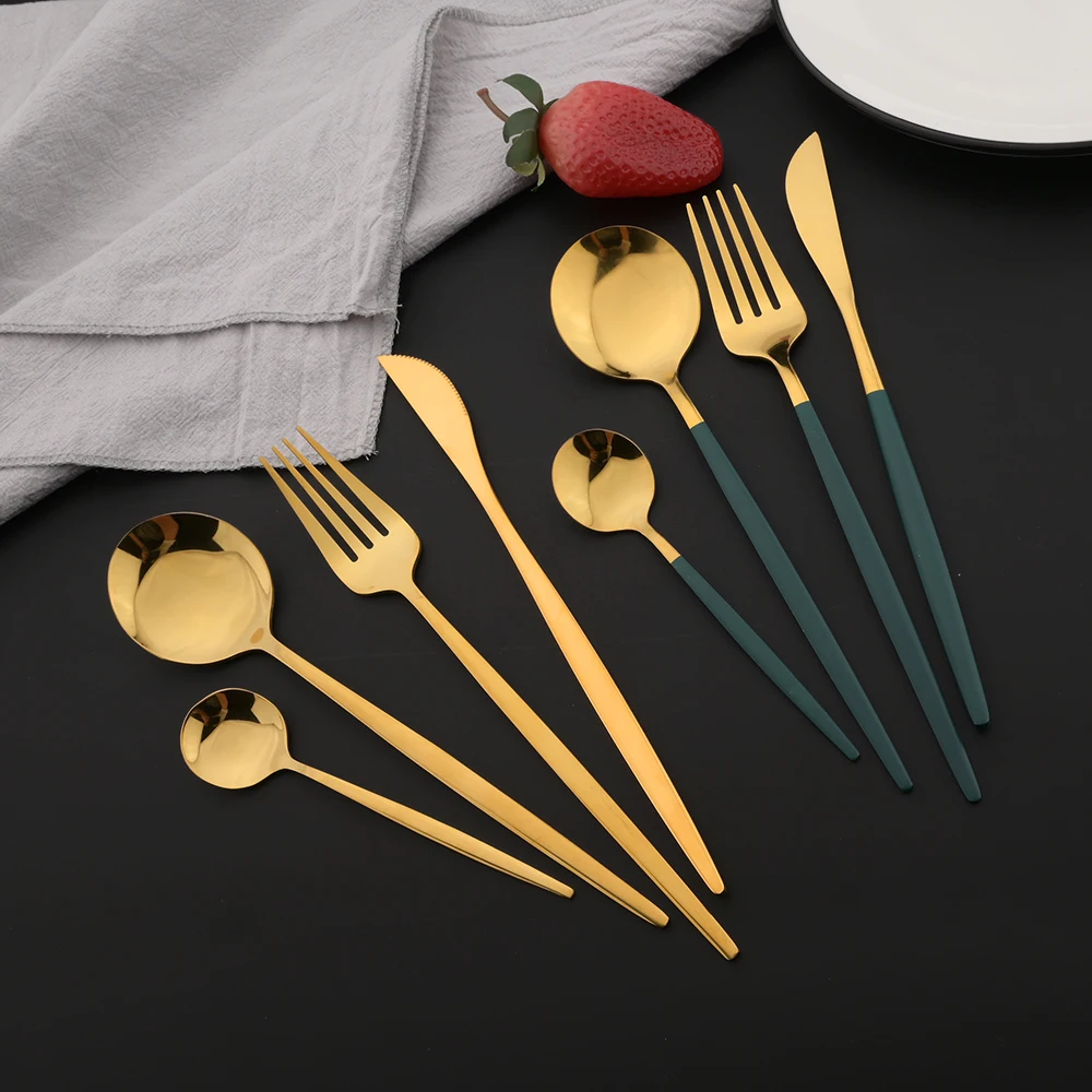 16Pcs Grün Gold Geschirr Edels – Gold Plated Cutlery Bewertung und Preis