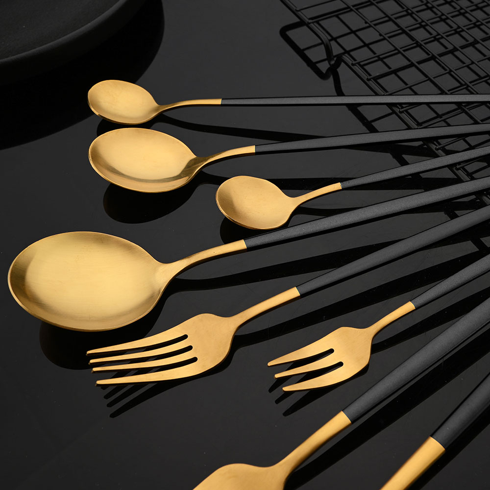 Geschirr Edelstahl Schwarz gol – Gold Plated Cutlery Bewertung und Preis