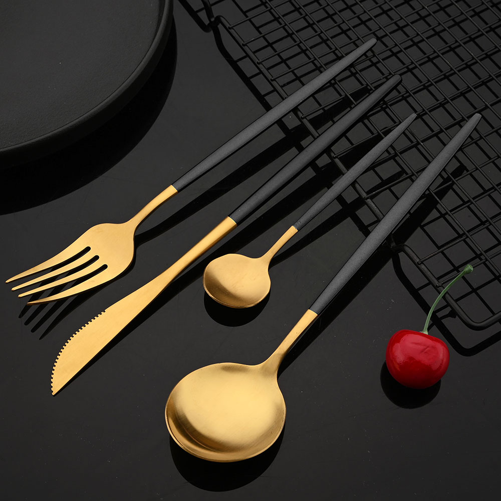 Geschirr Edelstahl Schwarz gol – Gold Plated Cutlery Bewertung und Preis